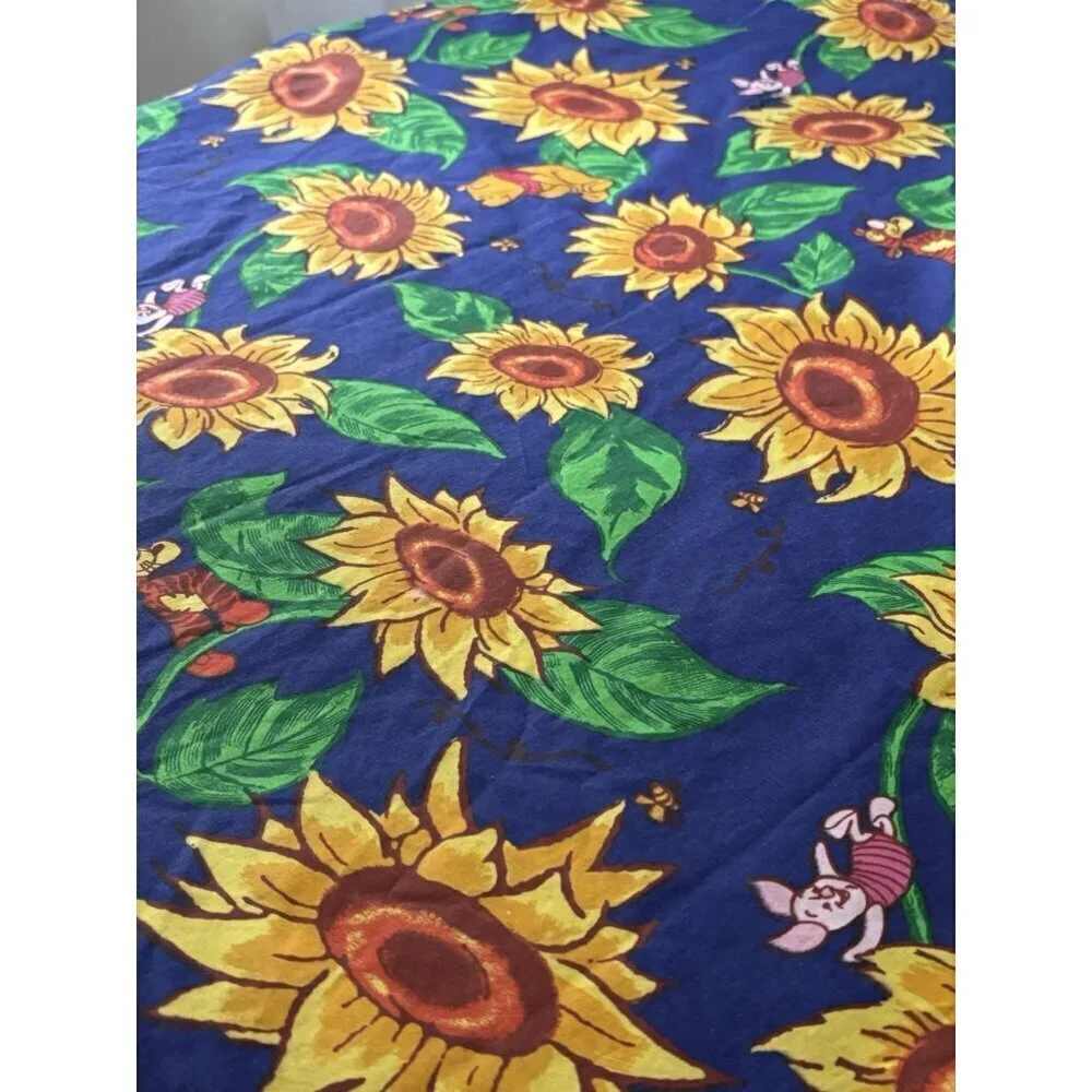Vintage Disney Winnie the pooh & friends Blue Sunflower shower‎ curtain 70x70”